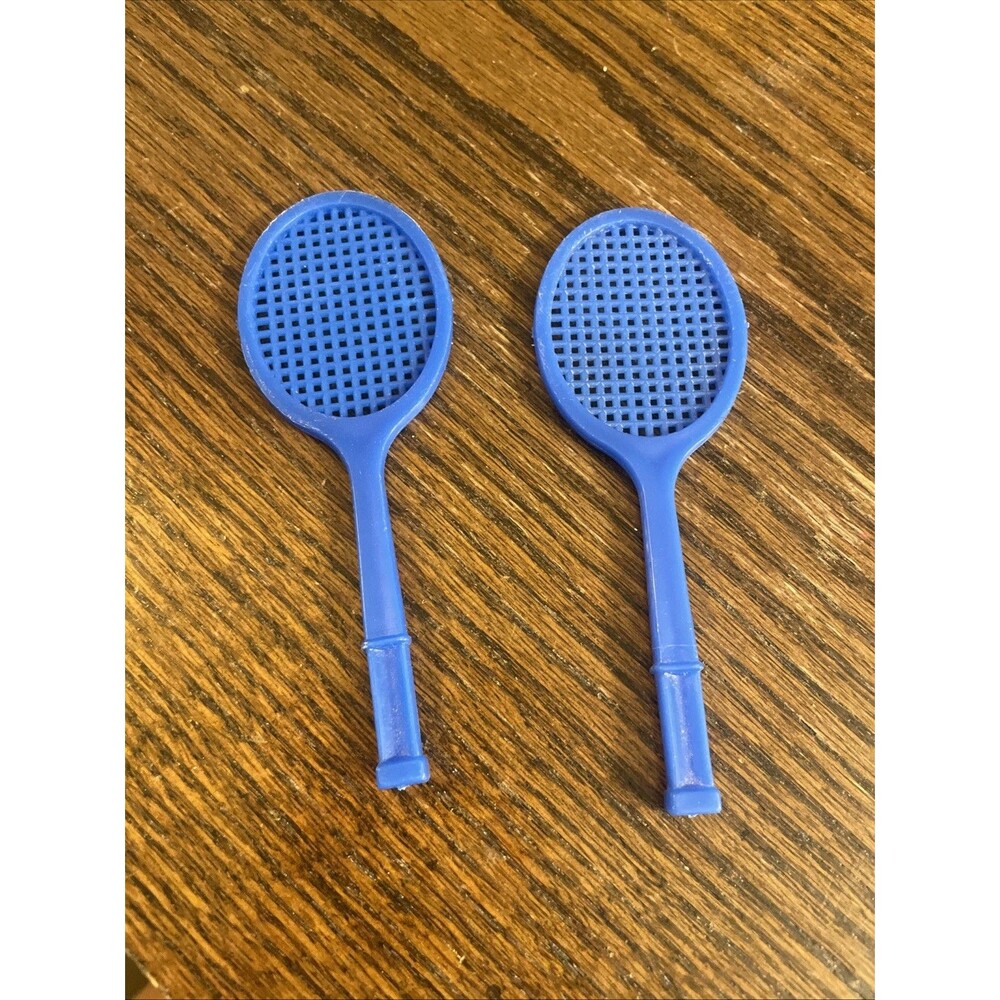 VINTAGE PAIR DOLL SIZE TENNIS RACKET--1.5" WIDE BY 4" TALL Taiwan